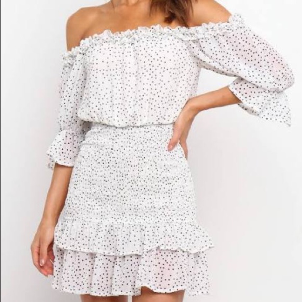 Petal and Pup Dress- White and Black
